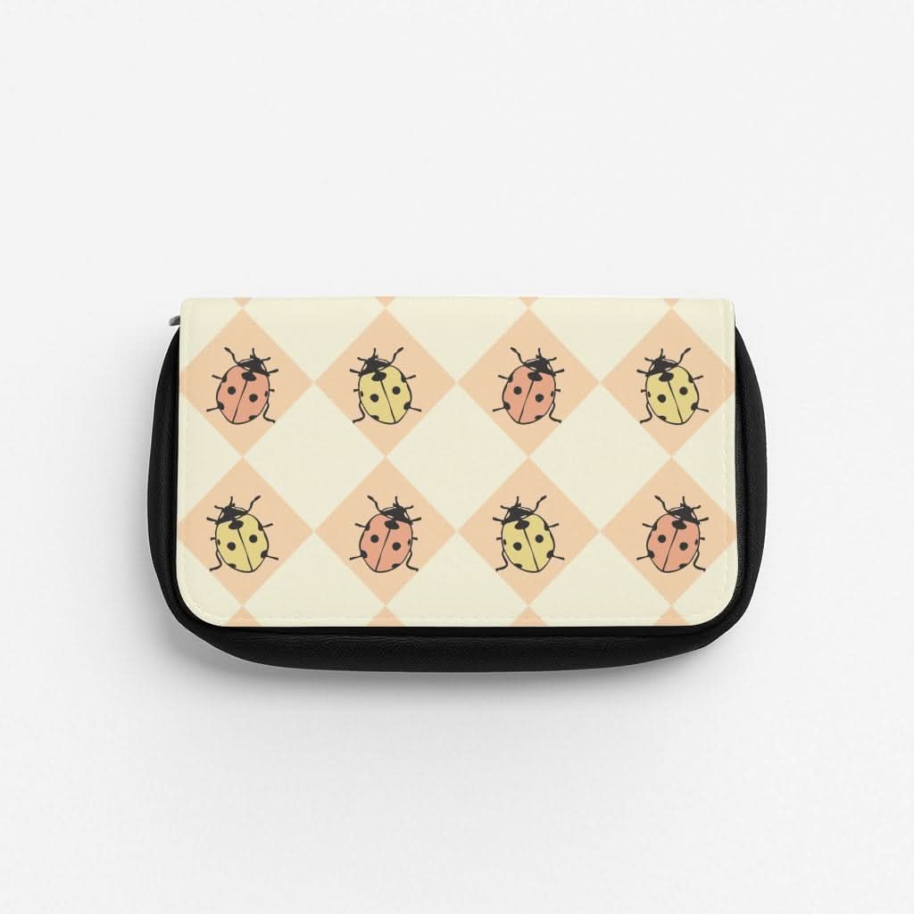 Argyle Ladybugs Pattern Pencil Case