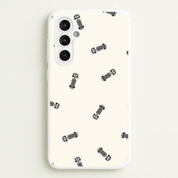 Race Cars Pattern Off White Galaxy A14 Case
