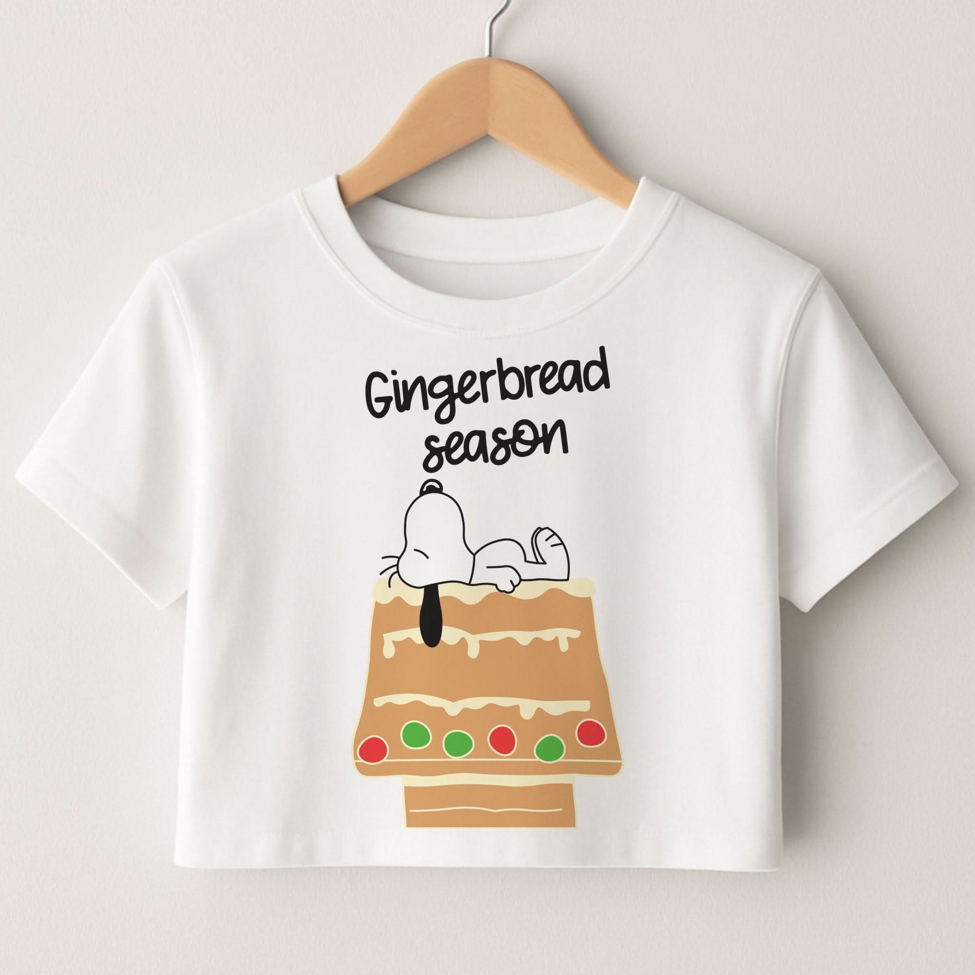 Cartoon Beagle Gingerbread House Crop top