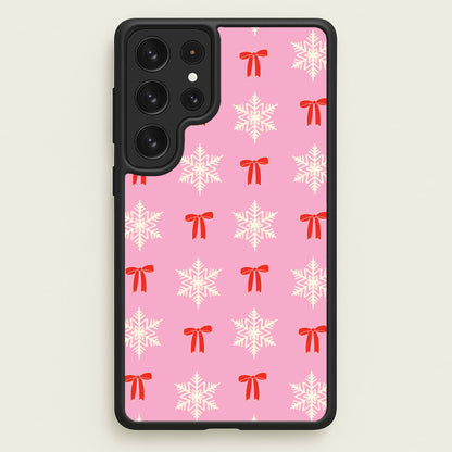 Coquette Bows And Snowflakes Pattern Galaxy S22 Ultra Case