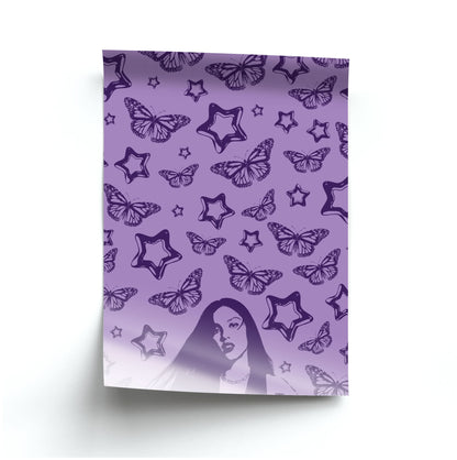 Stars And Butterflies Pattern Poster