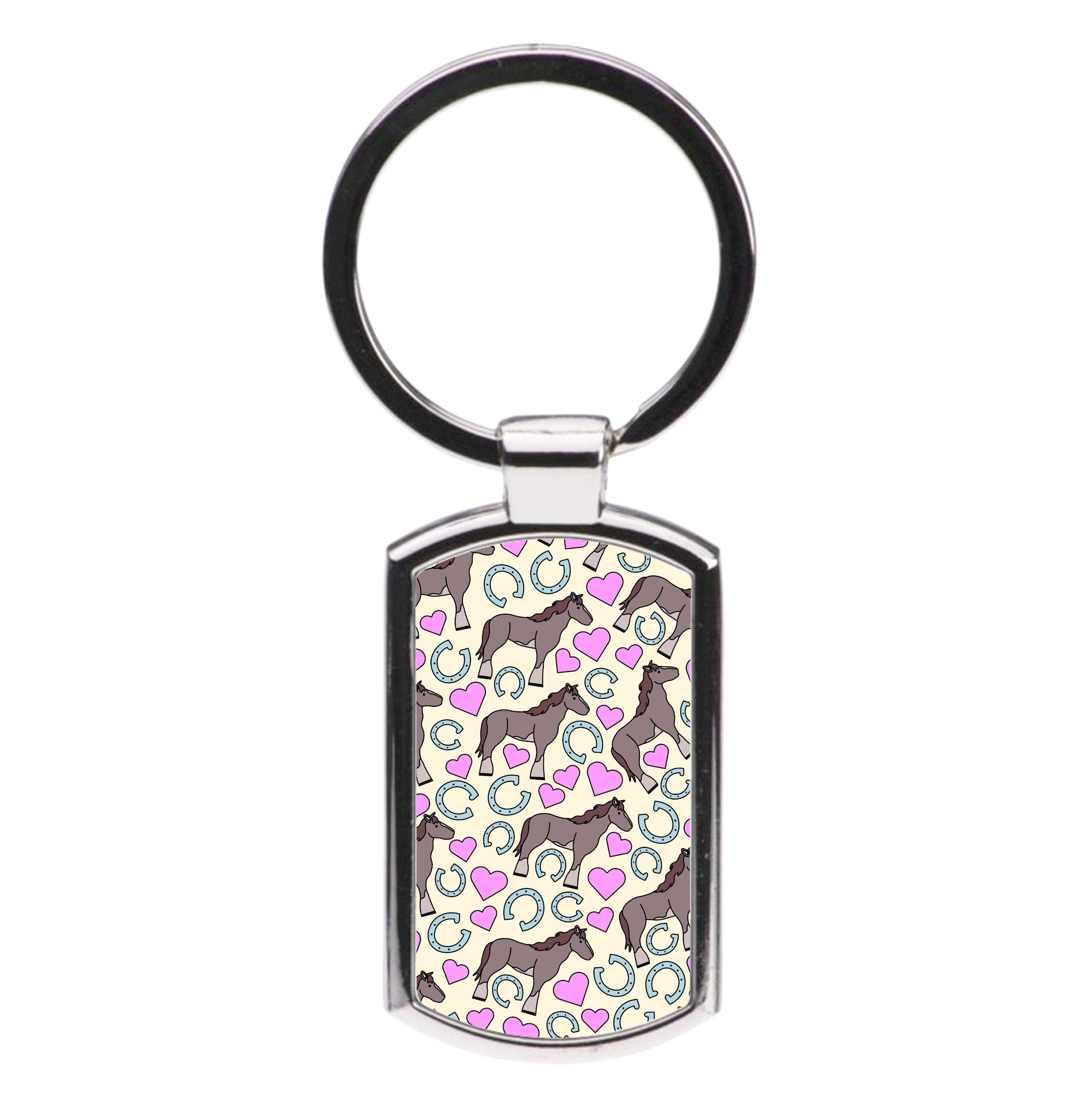 Horses And Horseshoes Pattern - Horses Luxury Keyring