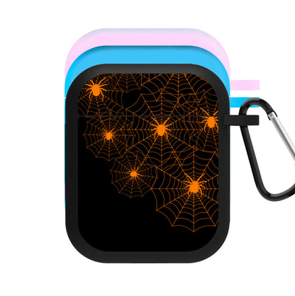 Orange Spider Web  AirPods Case