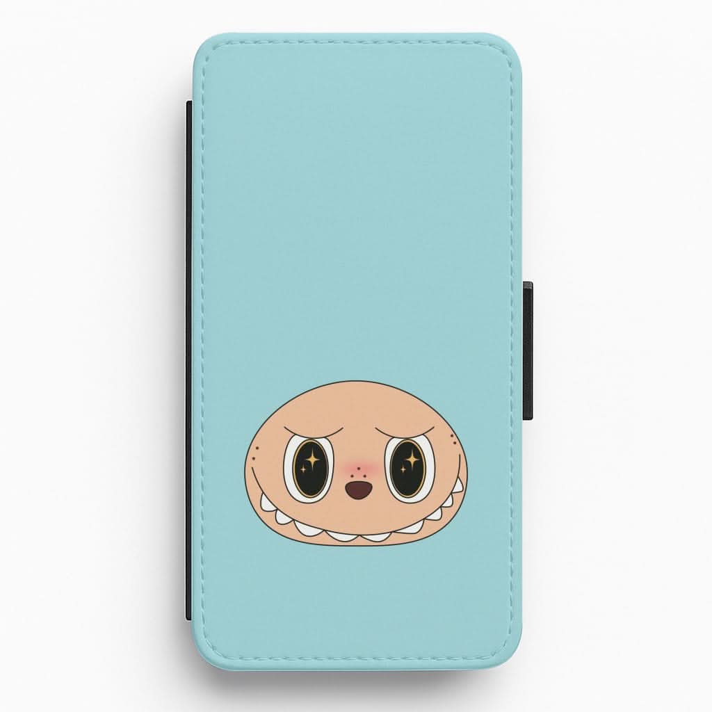 Cute Blue Monster Face Flip / Wallet Phone Case
