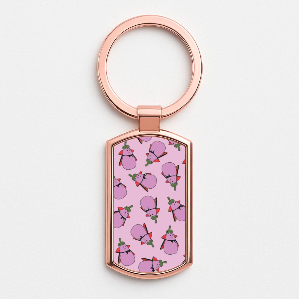 Vampire Vegetable Pattern - Halloween Rose Gold Keyring