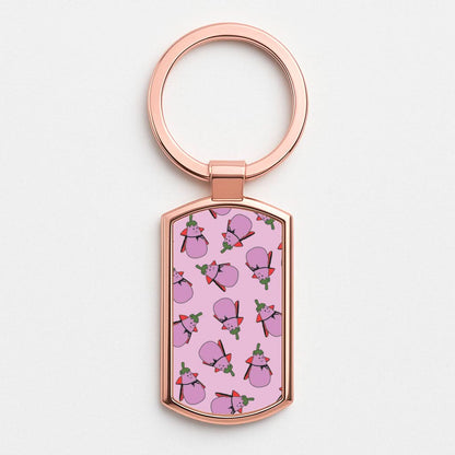 Vampire Vegetable Pattern - Halloween Rose Gold Keyring
