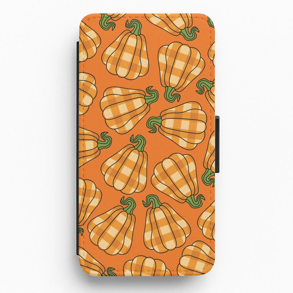 Tartan Pumpkins Pattern Flip / Wallet Phone Case