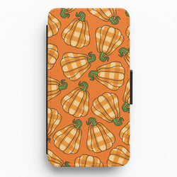Tartan Pumpkins Pattern Flip / Wallet Phone Case