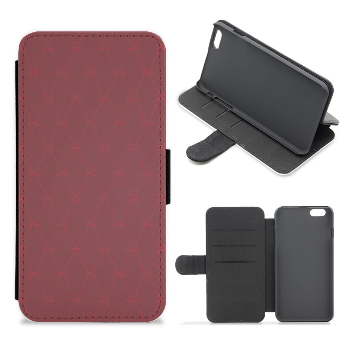 Red Bow Pattern Flip / Wallet Phone Case