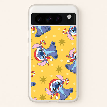 Cute Blue Alien Candycane Christmas Pattern Google Pixel 8 Pro Case