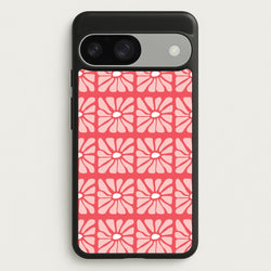 Square Abstract Flowers Pink Google Pixel 9 / 9 Pro Case