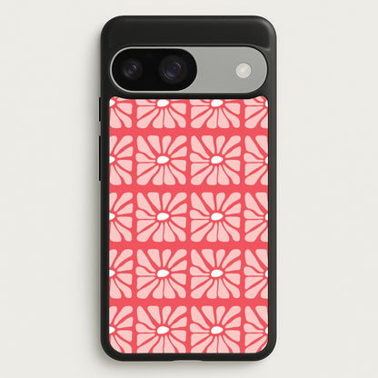 Square Abstract Flowers Pink Google Pixel 9 / 9 Pro Case