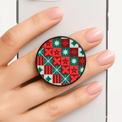 Geometric Square Christmas Pattern Phone Grip