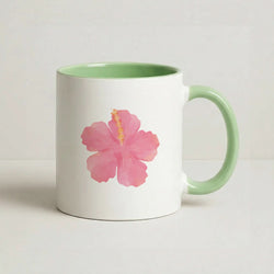 Pink Hibiscus Green Mug