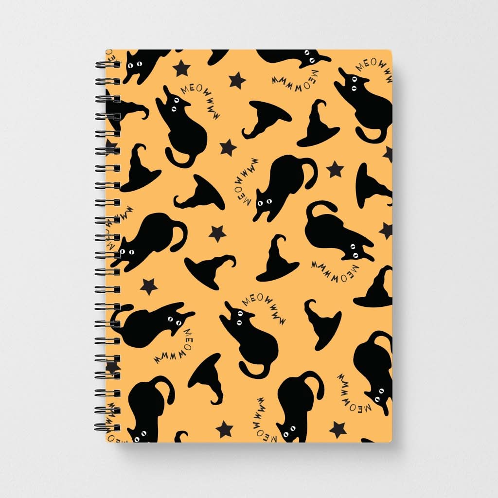 Black Cat And Hats Pattern Notebook