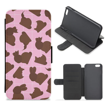 Chocolate Easter Bunny Pattern Flip / Wallet Phone Case