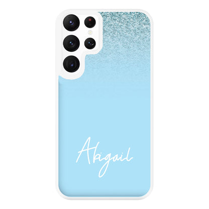 Blue Glitter Personalised Name Galaxy S22 Ultra Case
