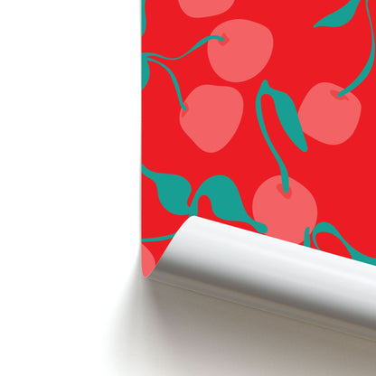 Red Abstract Cherries Pattern Poster