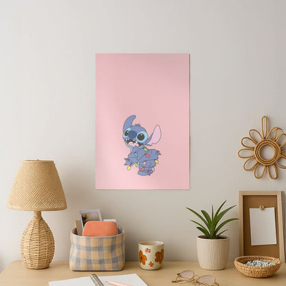 Cute Blue Alien Fairylights Art Print