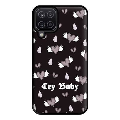 Cry Baby Monochrome Hearts Pattern Galaxy A12 Case