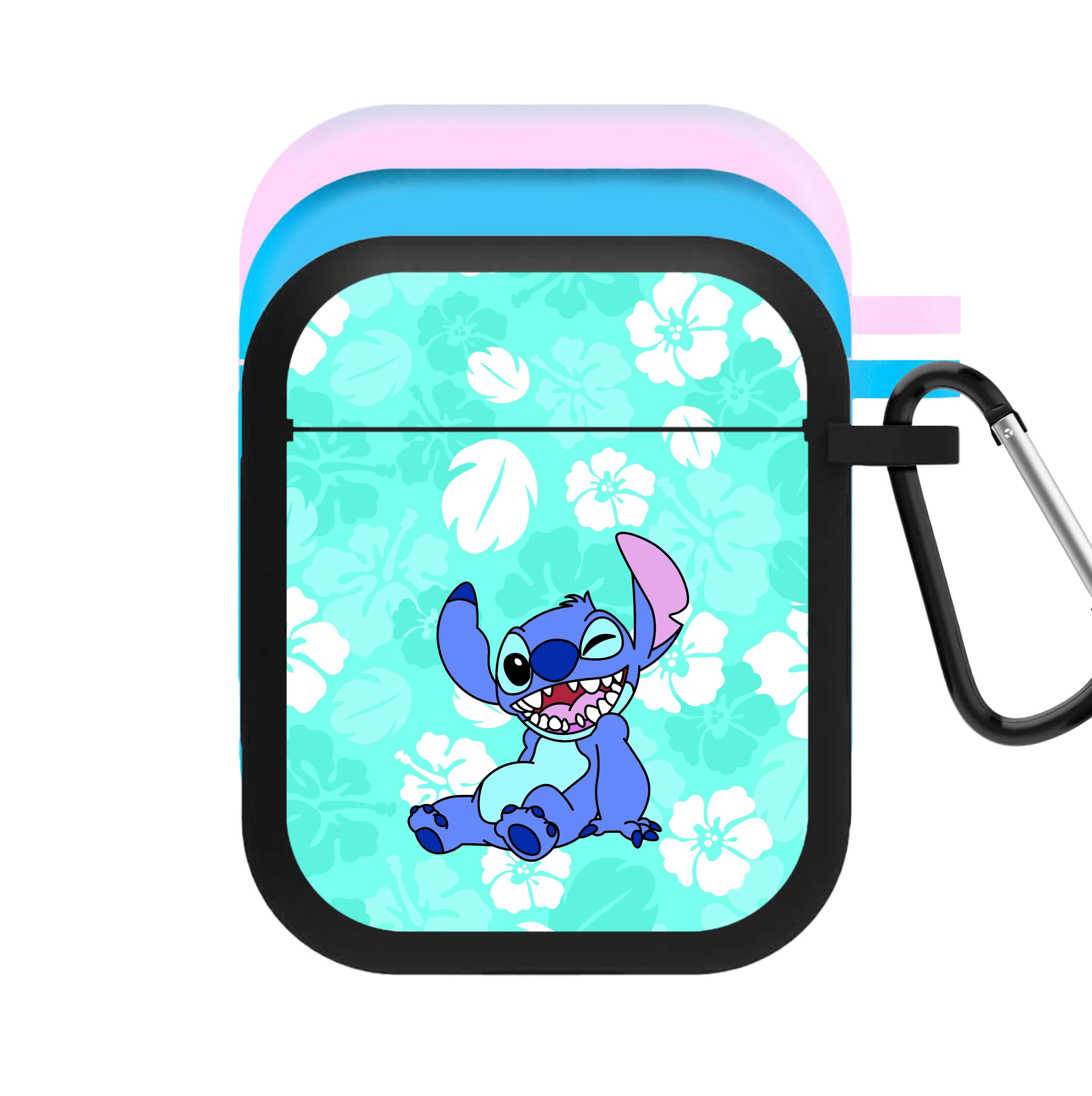 Cute Blue Alien Floral Pattern AirPods Case