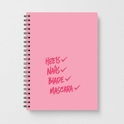 Heels, Nails, Blade, Mascara Notebook