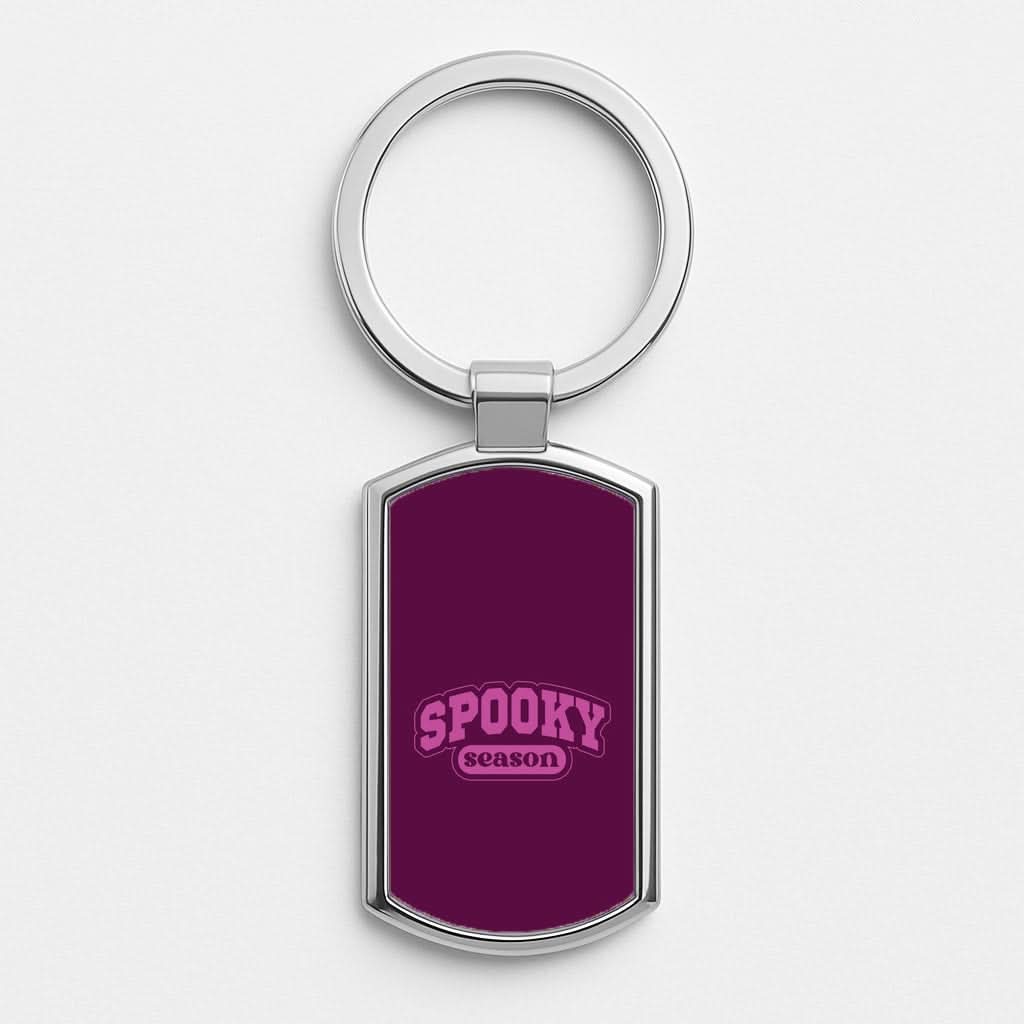 Spooky Season Varsity Silver Metal Keyring