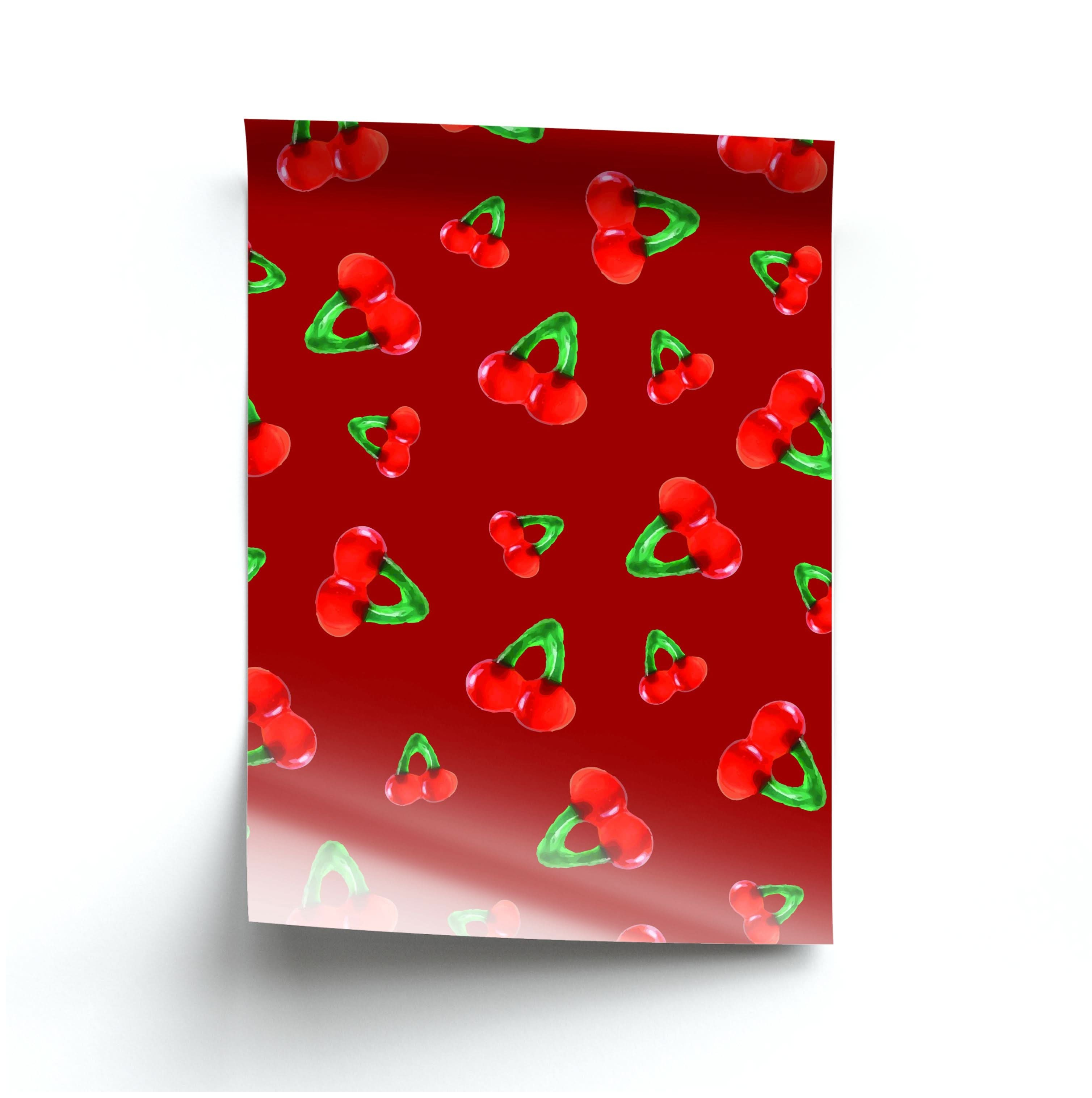 Gummy Cherries Pattern Poster