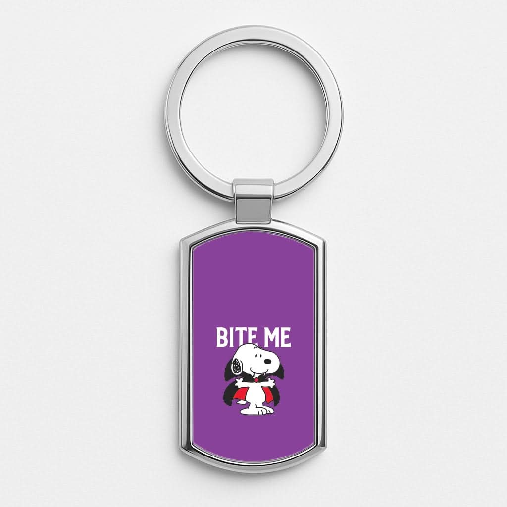 Bite Me Cartoon Beagle Silver Metal Keyring