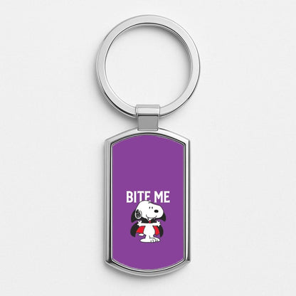 Bite Me Cartoon Beagle Silver Metal Keyring