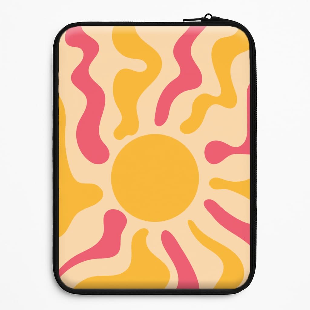 Yellow And Pink Abstract Sun Laptop Sleeve