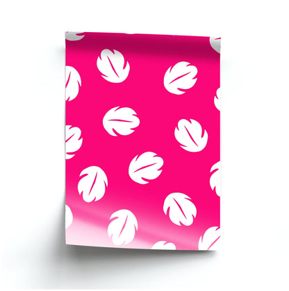 Red And White Cartoon Leaves Pattern Poster