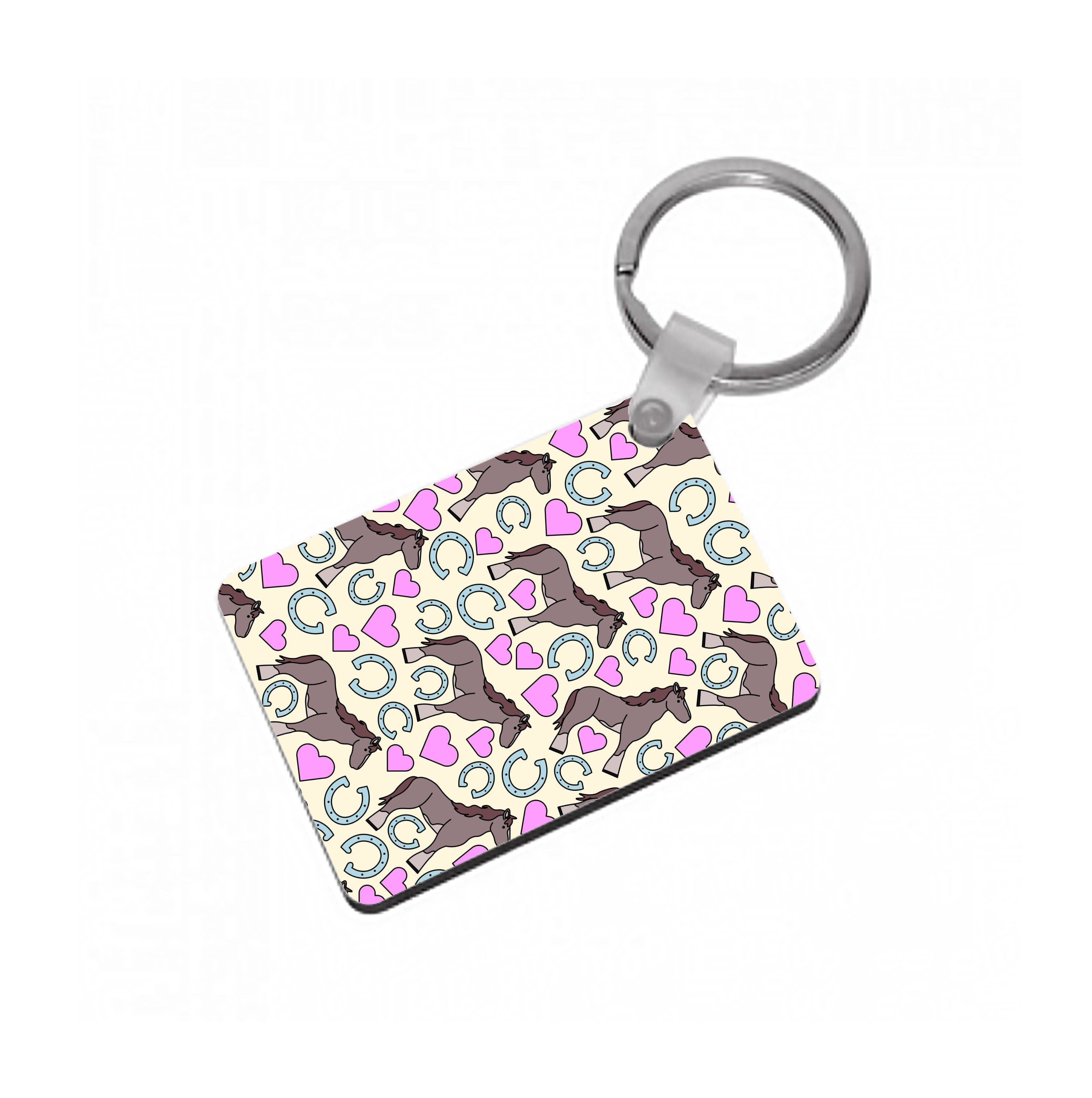 Horses And Horseshoes Pattern - Horses Keyring