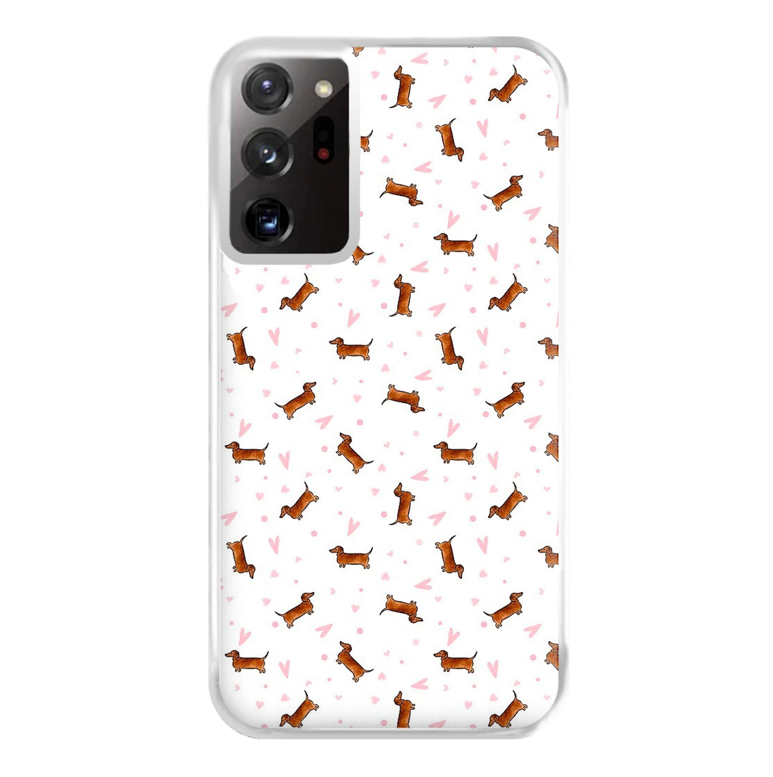 Dachshund Pattern - White Phone Case