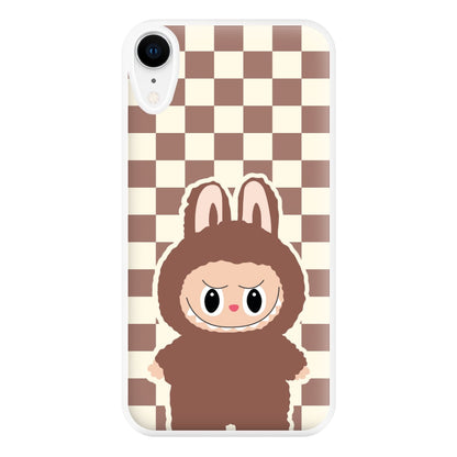 Checkered Cute Brown Monster  iPhone XR Case