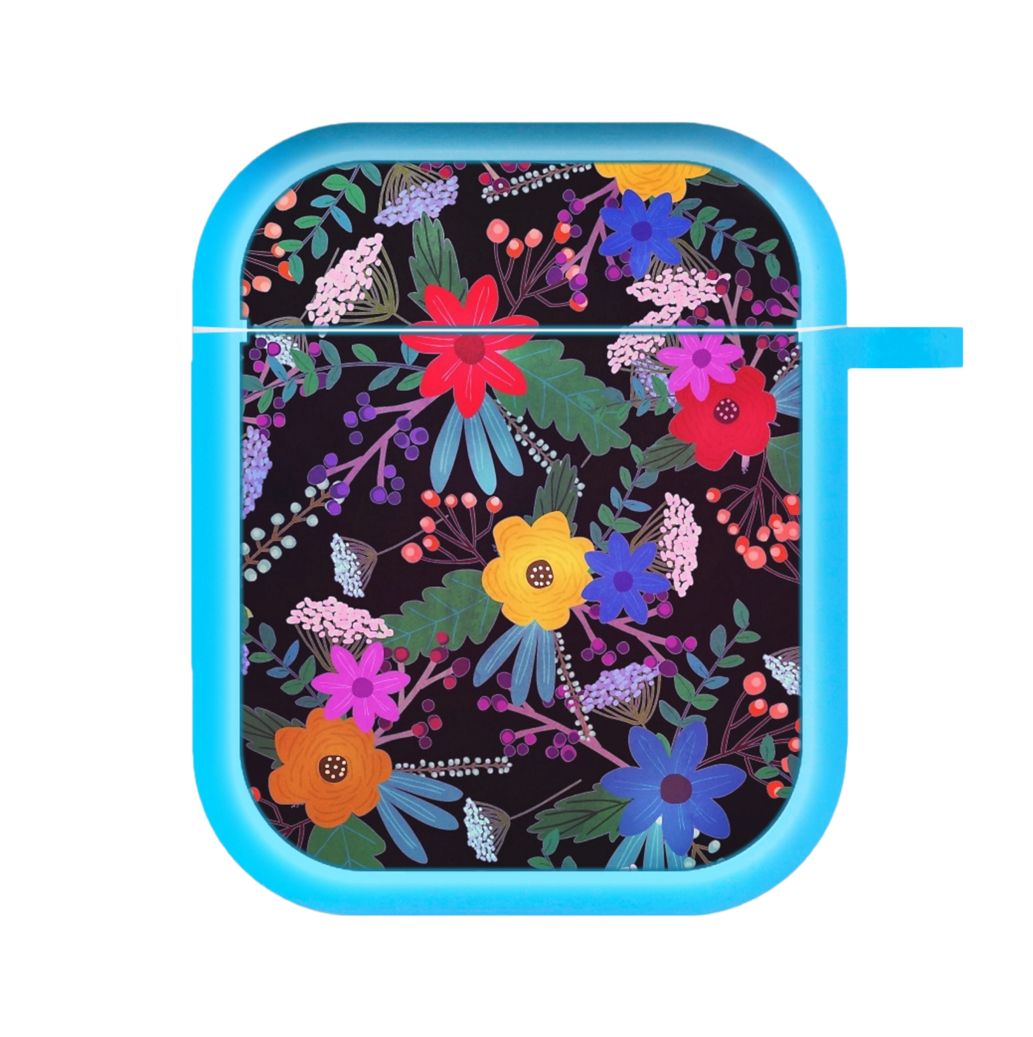 Black & Colourful Floral Pattern AirPods Case