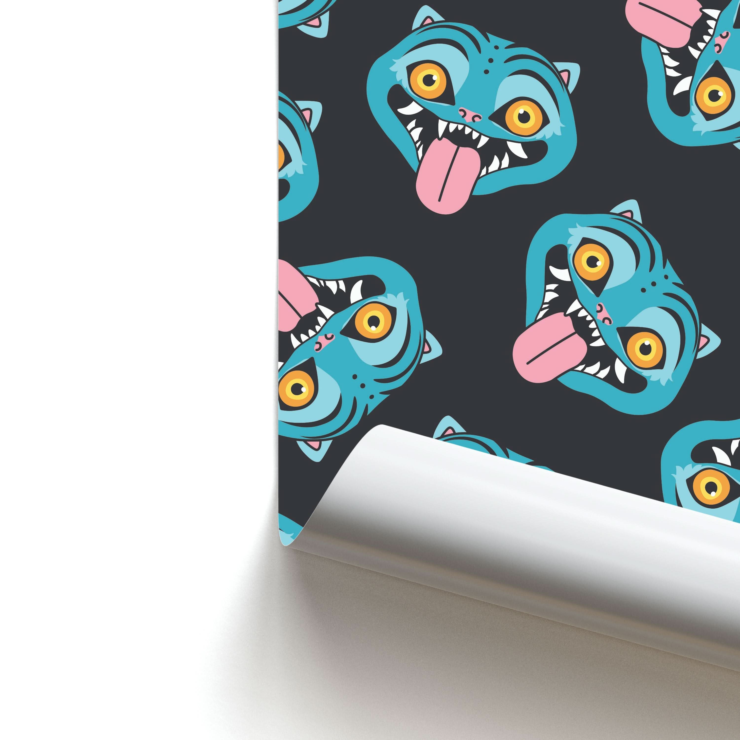 Demon Cat Pattern Poster