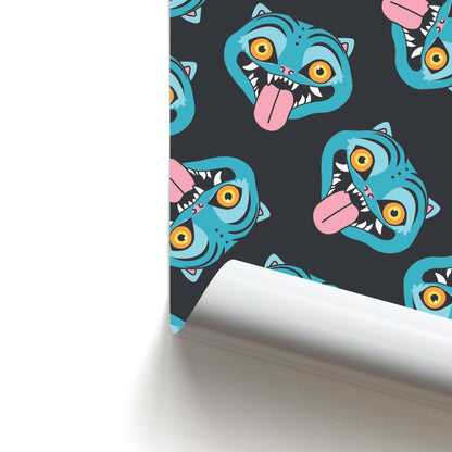 Demon Cat Pattern Poster
