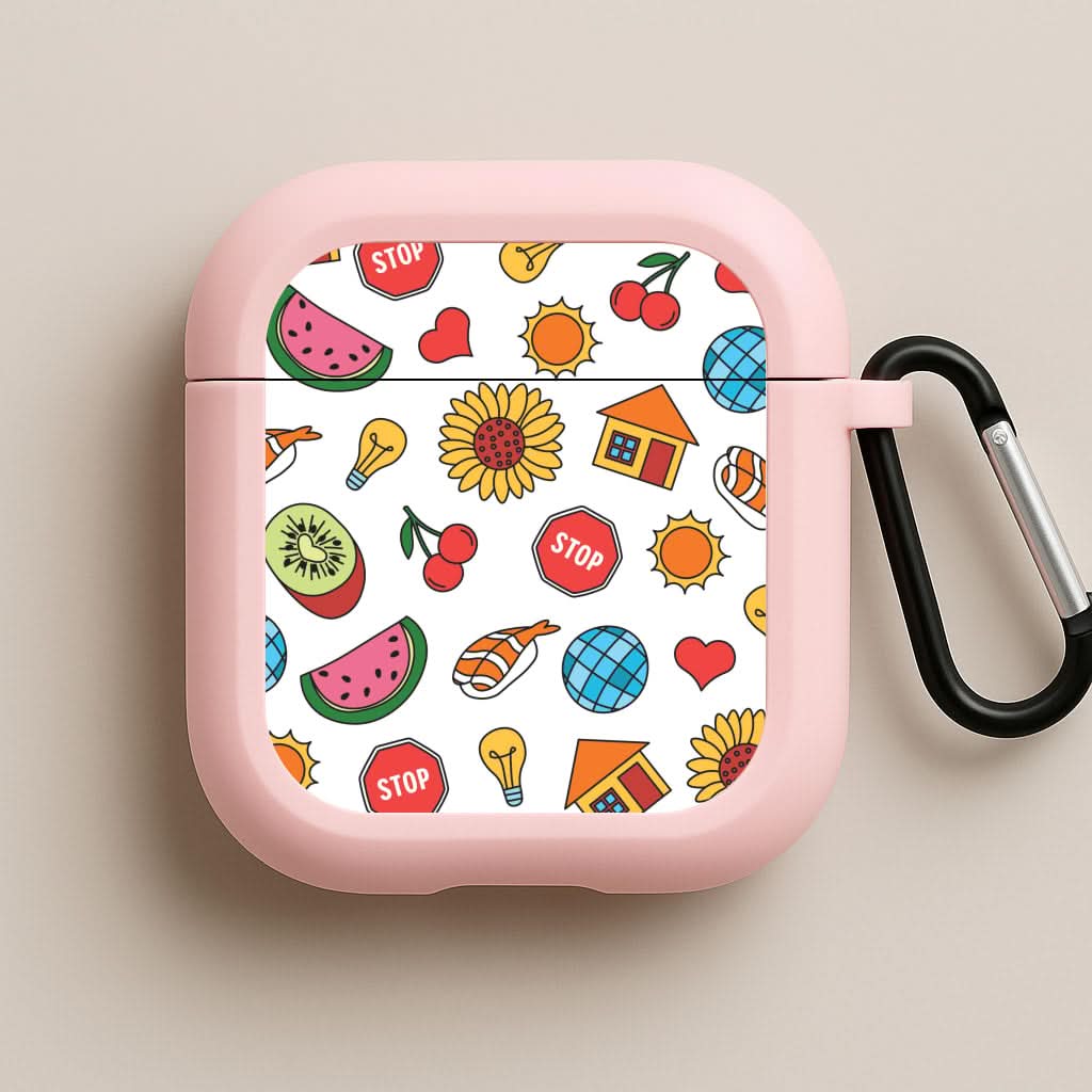 Harry Stickers Pattern Pink AirPods Case