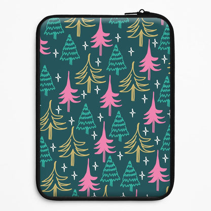 Colourful Sketched Christmas Trees Pattern Universal Laptop Sleeve