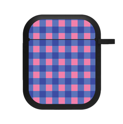 Pink And Blue Checkered Pattern AirPods Case