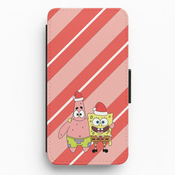 Cartoon Sponge And Starfish Christmas Hats Flip / Wallet Phone Case