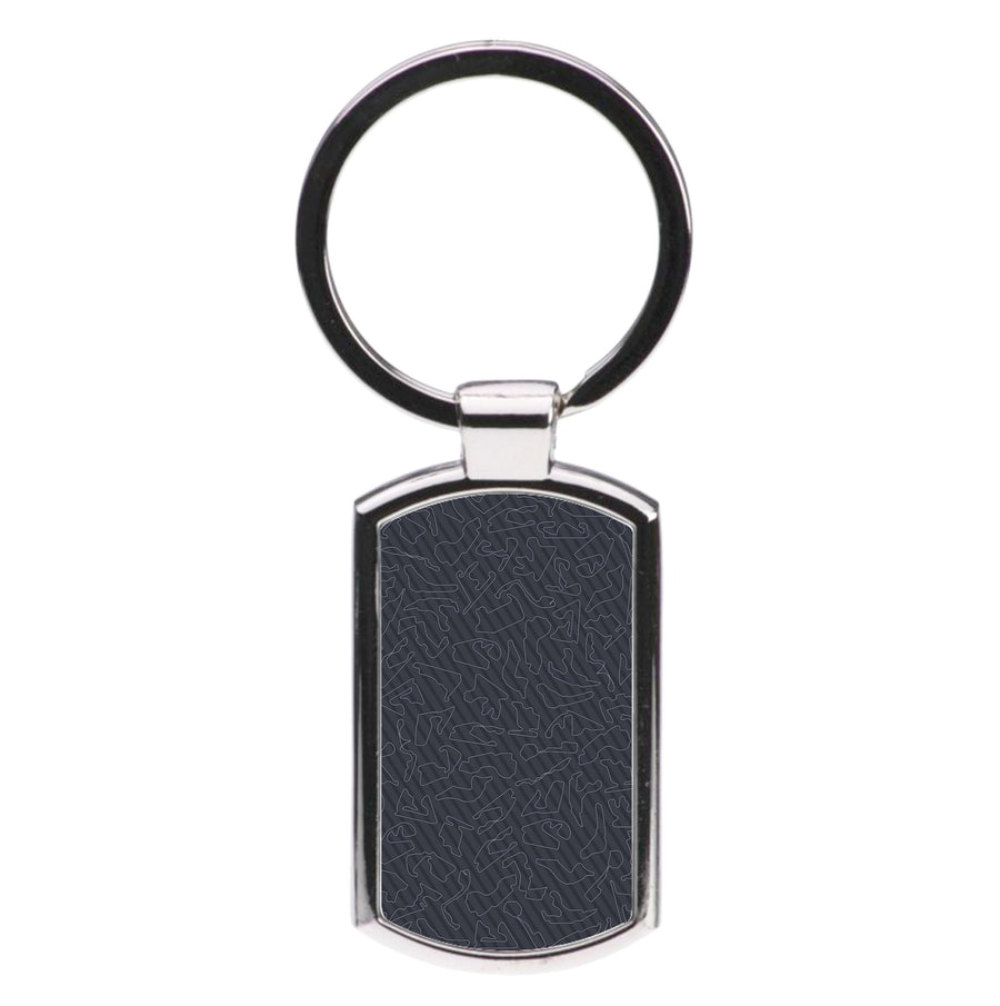 Track Outlines Gray Luxury Keyring