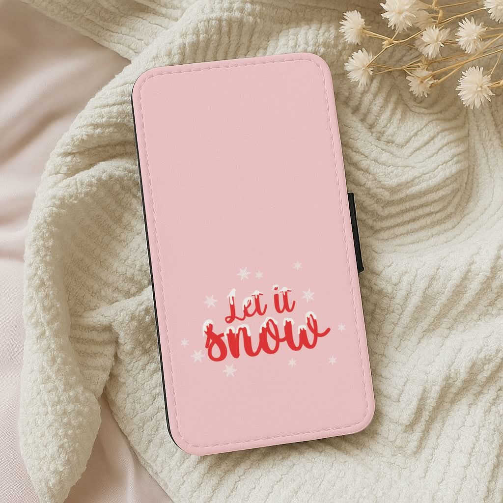 Let It Snow Snowflakes Leather Phone Case