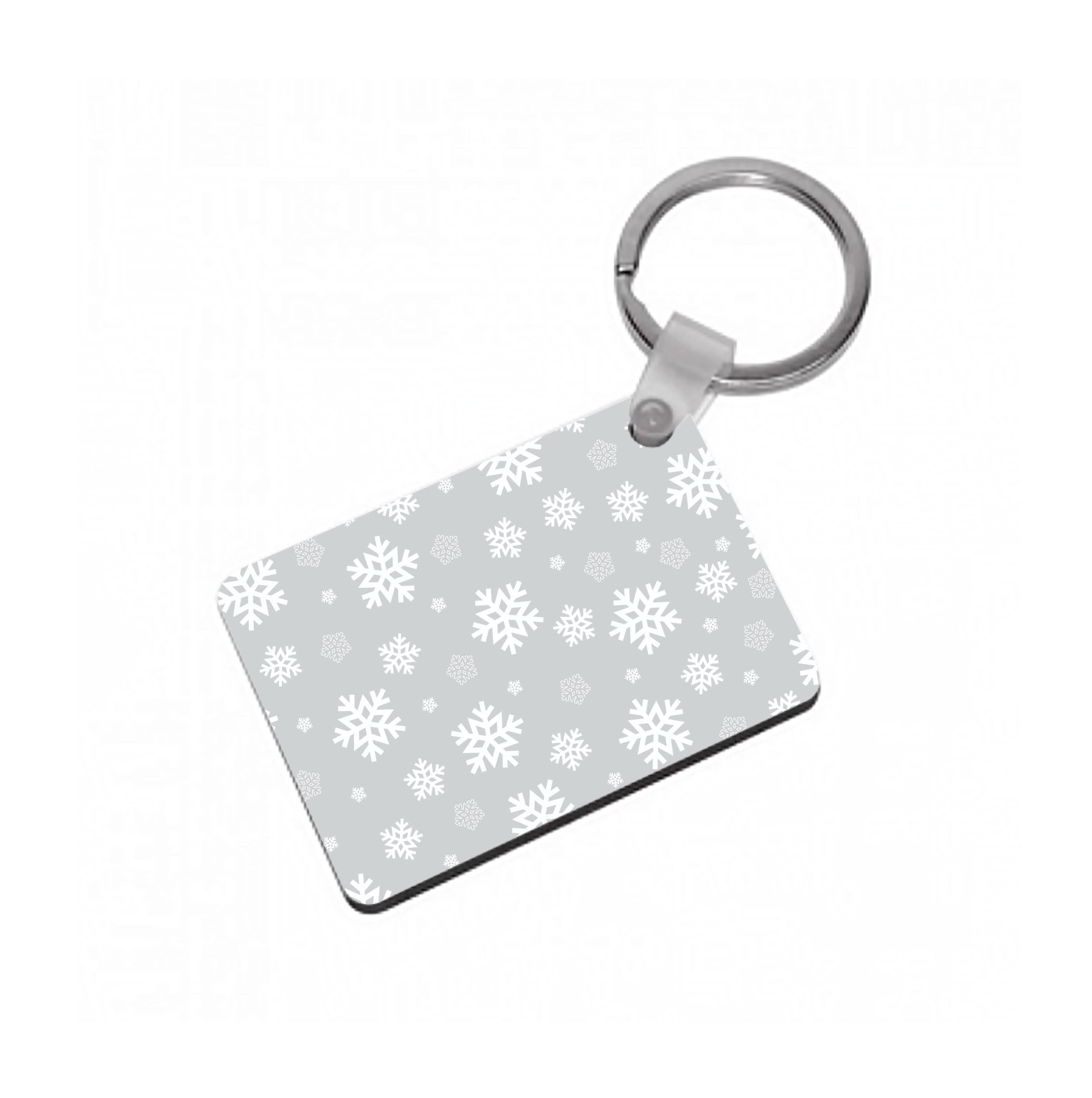 Grey Snowflake Pattern Keyring