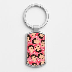 Harry Faceless Pattern Silver Metal Keyring