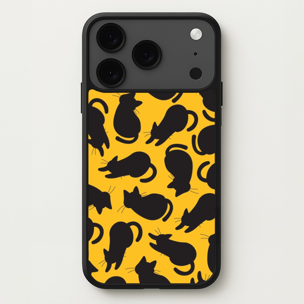 Black Cat Silhouettes Pattern iPhone 17 Pro Case