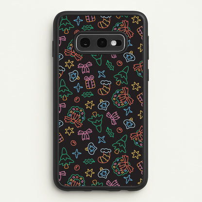 Neon Christmas Icons Pattern I Galaxy S10e Case