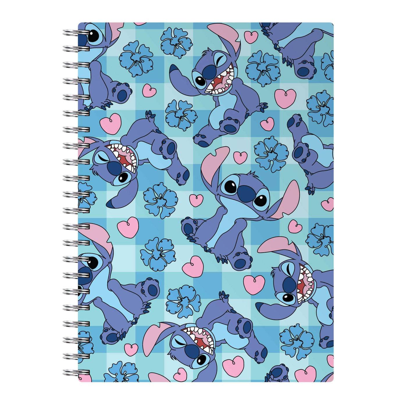 Blue Alien And Hearts Pattern Notebook