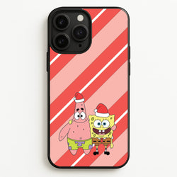 Cartoon Sponge And Starfish Christmas Hats iPhone 11 Pro Case